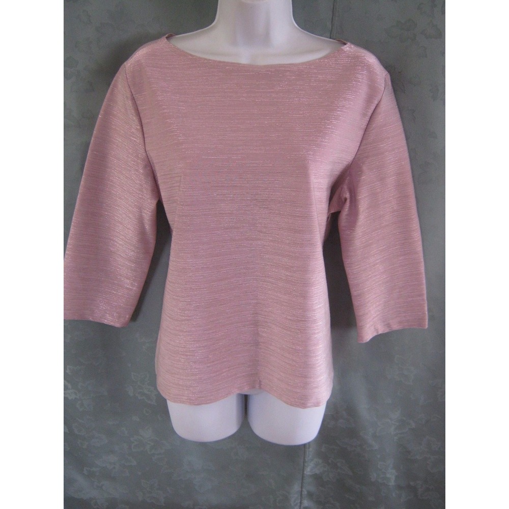 Vue Point by Jordan Top Size XL StretchyTextured Stripe Sparkly Pink Metalllc